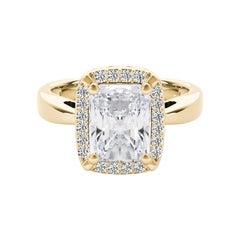 GIA Certified 1,51 Carat Radiant Halo Antique 18K Yellow Diamond Ring