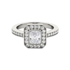 GIA zertifiziert 1,51 Karat Radiant Halo Milgrain  Diamantring