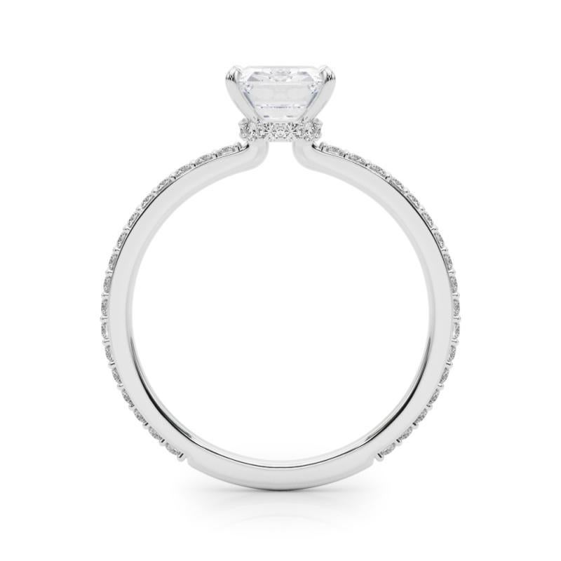 GIA-zertifiziert 1,51 Karat strahlend versteckt Halo Pave Band Diamantring im Zustand „Neu“ im Angebot in New York, NY