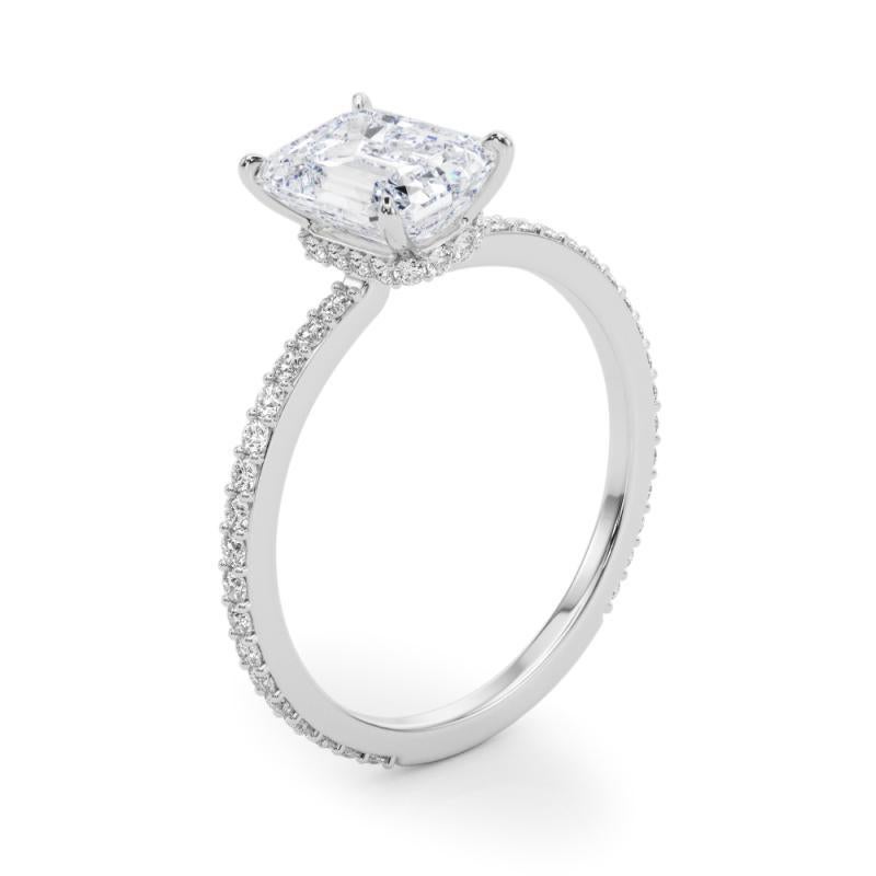 GIA-zertifiziert 1,51 Karat strahlend versteckt Halo Pave Band Diamantring Damen im Angebot