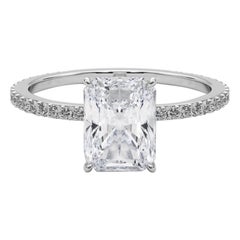 GIA-zertifiziert 1,51 Karat strahlend versteckt Halo Pave Band Diamantring