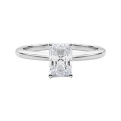 GIA-zertifiziert 1.51 Karat Radiant Prong Set Solitär Platin Diamantring