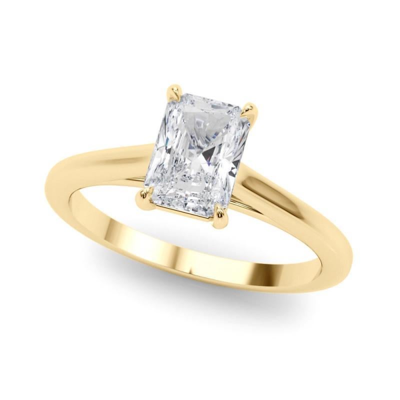 Radiant Cut GIA Certified 1.51 Carat Radiant Solitaire Cathedral Diamond Ring For Sale
