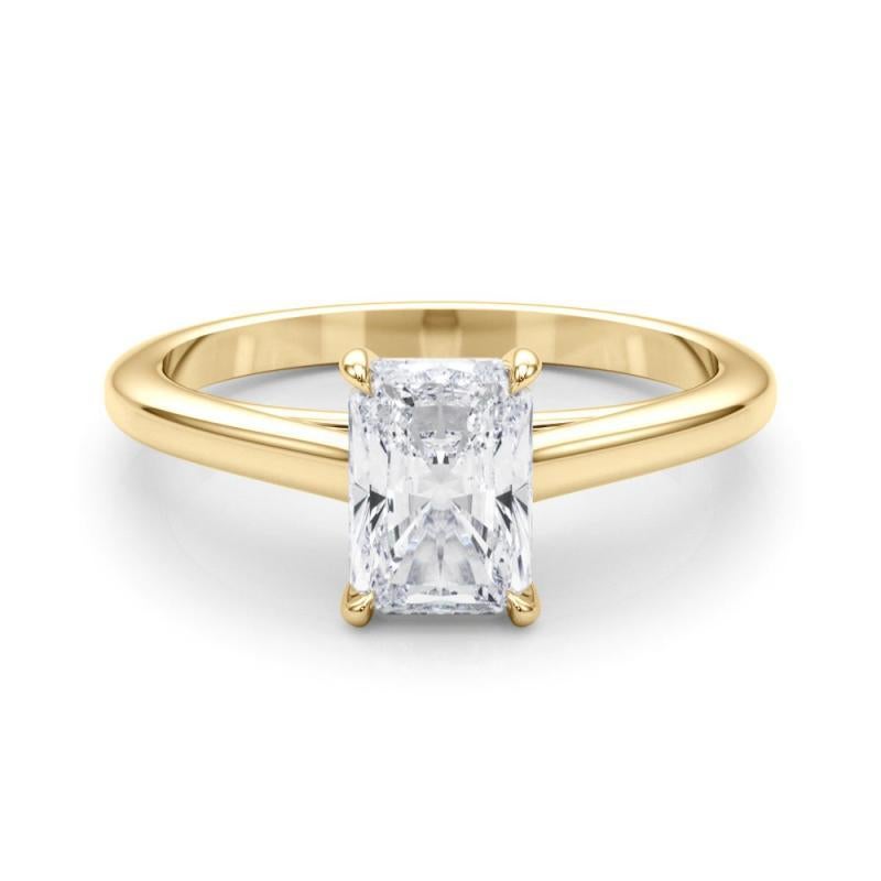 Bague diamant cathédrale solitaire radiant de 1.51 carat certifiée GIA
