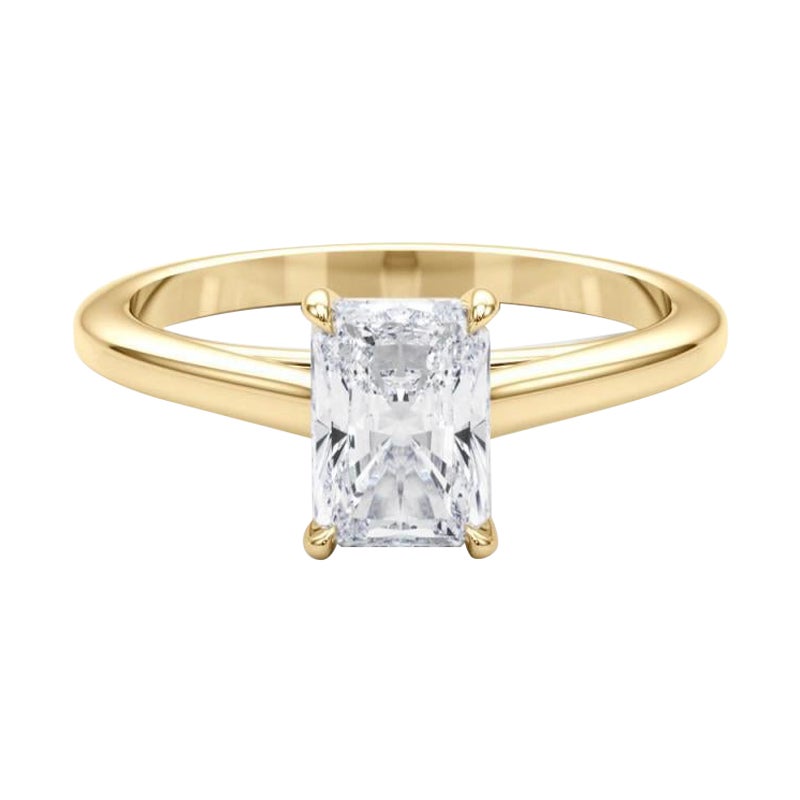 Anello con diamante solitario radiante da cattedrale certificato GIA da 1.51 carati in vendita