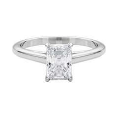 GIA Certified 1.51 Carat Radiant Solitaire Cathedral Platinum Diamond Ring