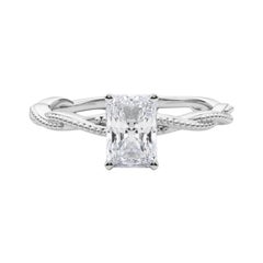 Anillo de diamantes con banda trenzada trenzada radiante de 1,51 quilates con certificación GIA