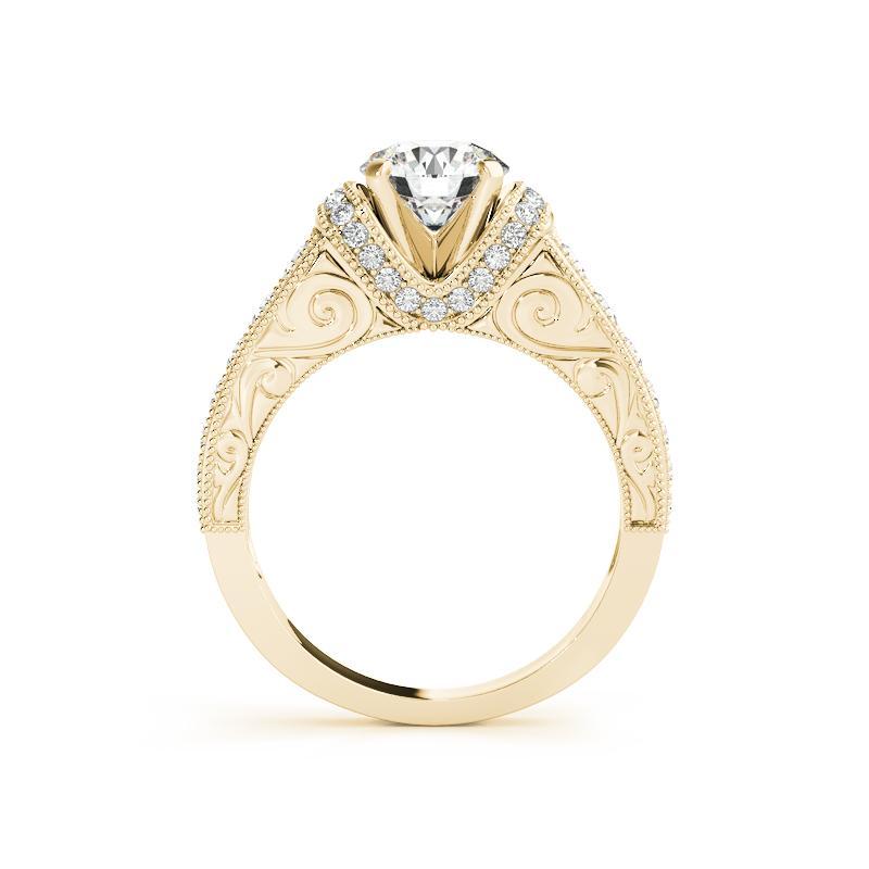 Taglio rotondo Anello con diamante d'epoca Chevron Halo rotondo da 1,51 carati certificato dalla GIA in vendita