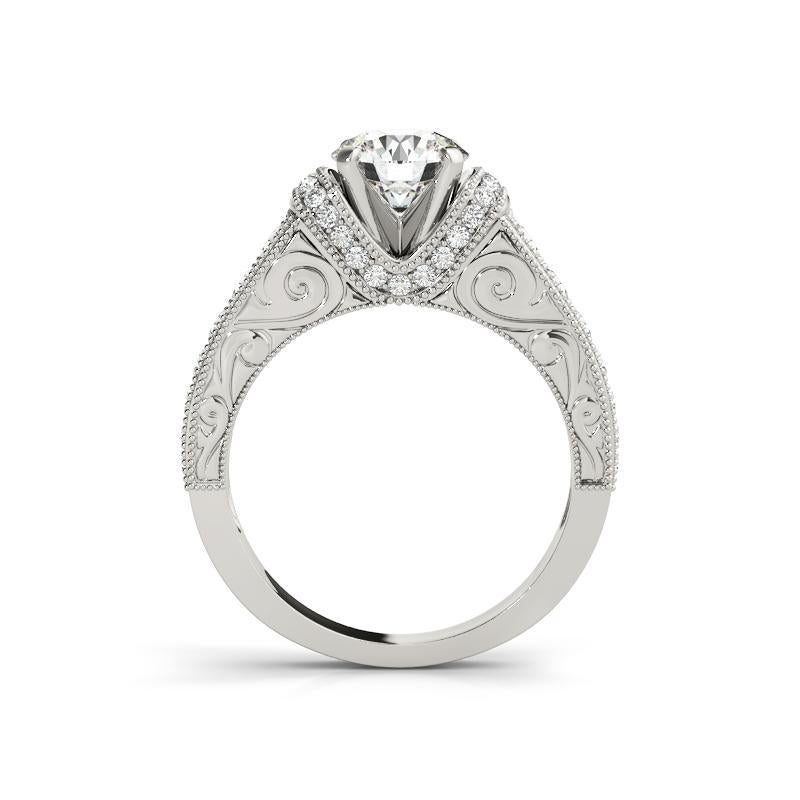 Taglio rotondo Anello con diamante d'epoca Chevron Halo rotondo da 1,51 carati certificato dalla GIA in vendita