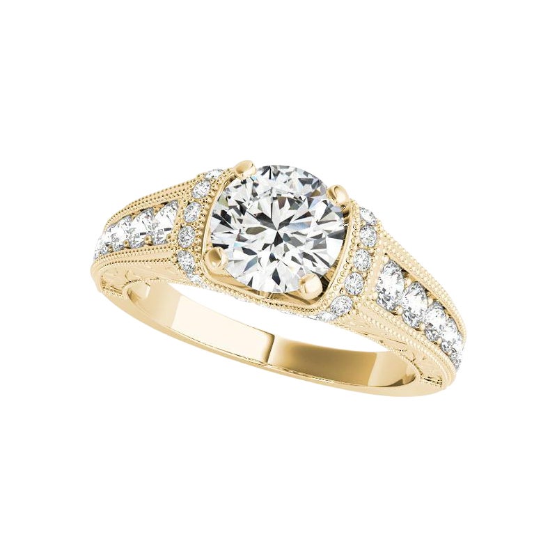 Anello con diamante d'epoca Chevron Halo rotondo da 1,51 carati certificato dalla GIA in vendita