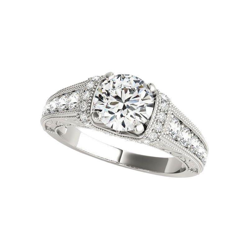 Anello con diamante d'epoca Chevron Halo rotondo da 1,51 carati certificato dalla GIA