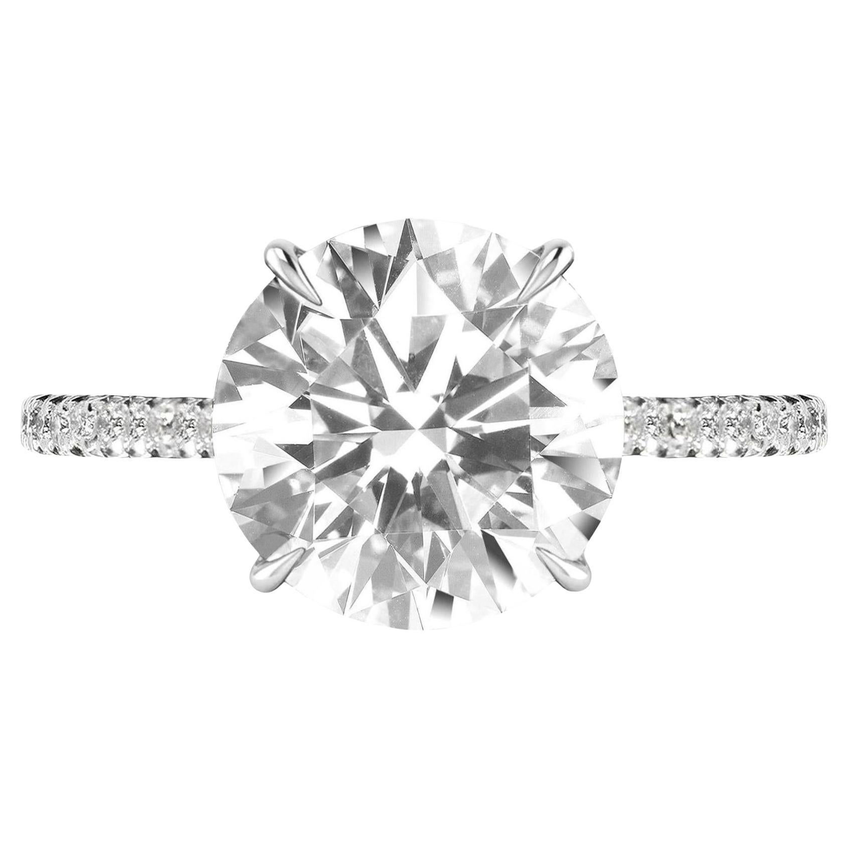GIA Certified 1.50 Carat Round Cut Diamond VVS2 Clarity Platinum Ring with pavè