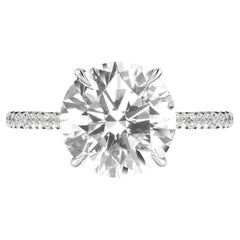 GIA Certified 1.50 Carat Round Cut Diamond VVS2 Clarity Platinum Ring with pavè