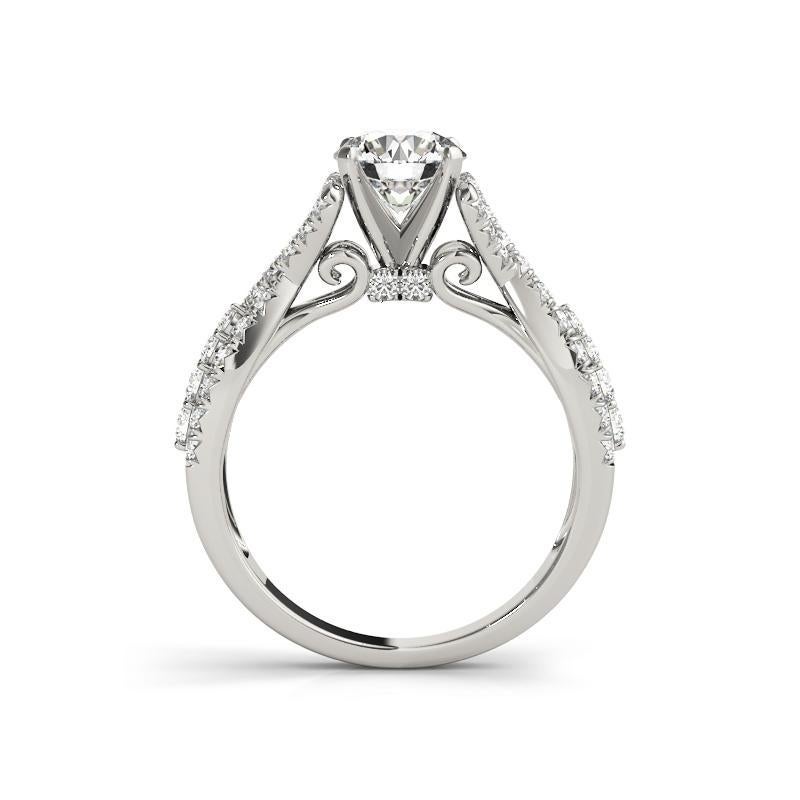 Taglio rotondo Anello di diamanti in platino a più file con vite intrecciata da 1,51 carati certificati GIA in vendita