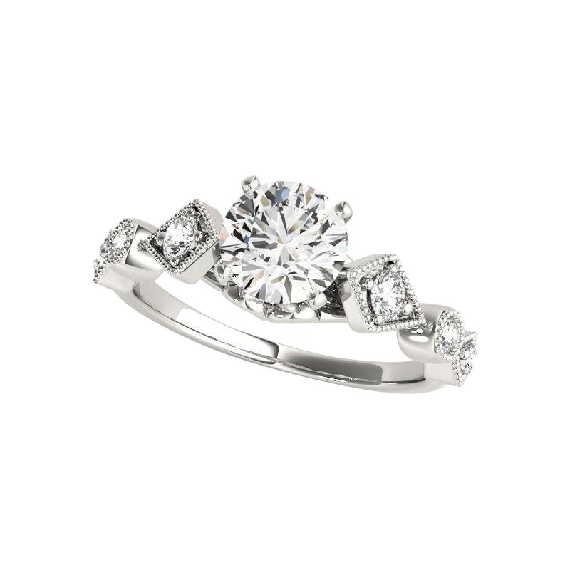 Anillo de diamantes en platino geométrico, redondo, de 1,51 quilates, certificado por el GIA en venta