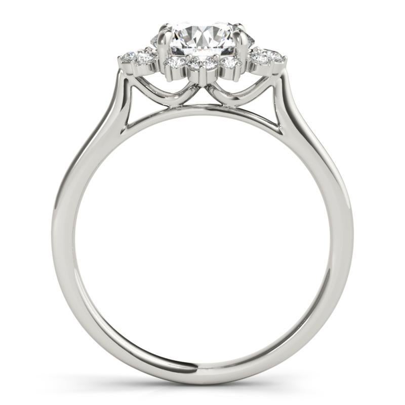 Bague en or blanc 18 carats diamant certifié GIA 1.51 carat Round Halo Flower Cluster Neuf - En vente à New York, NY
