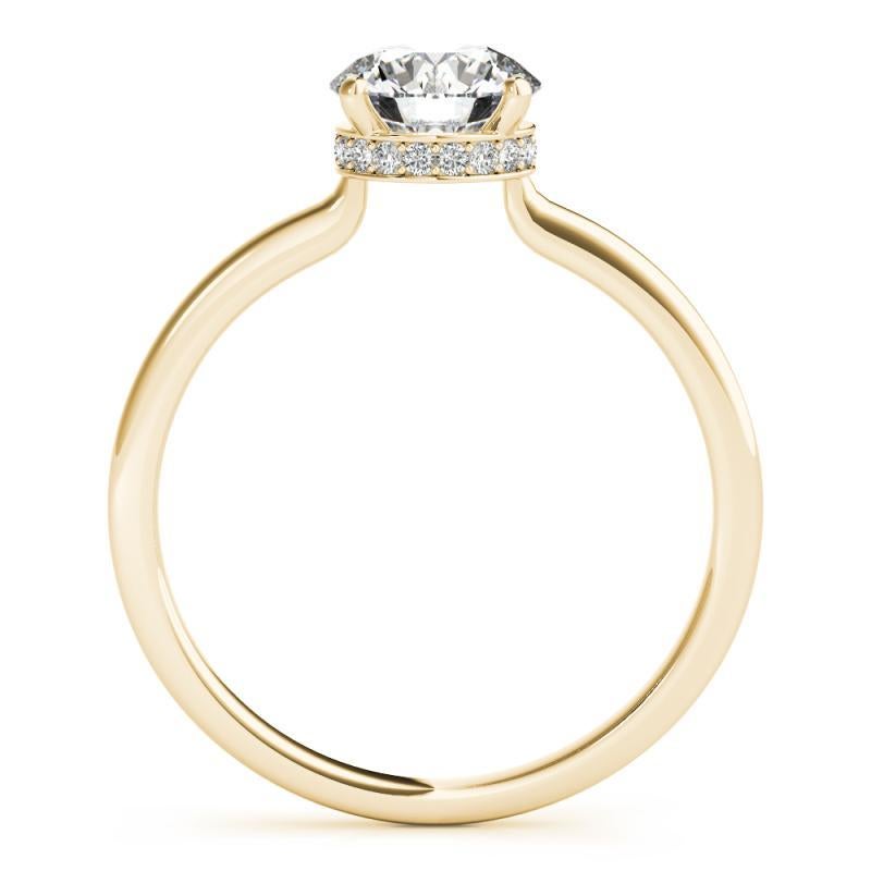 Taglio rotondo Anello di diamanti a fascia sottile con alone nascosto da 1,51 carati certificato GIA in vendita