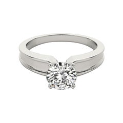 Bague diamant en platine certifiée GIA 1.51 carats solitaire rond à bandeau biseauté
