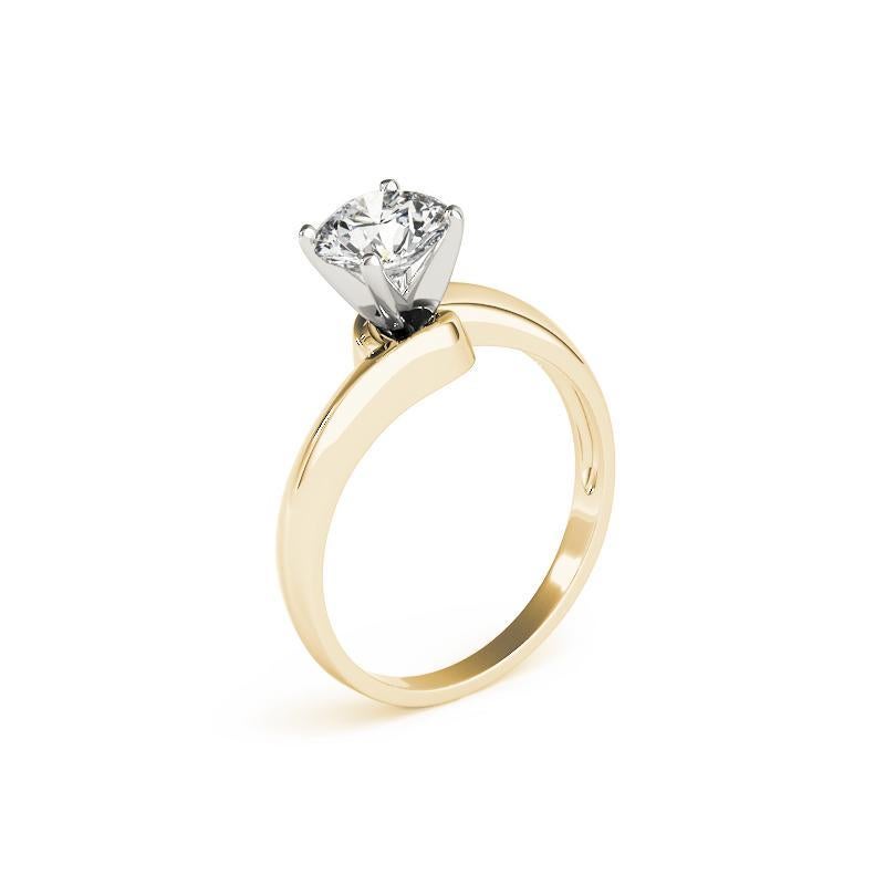 Donna GIA Certified 1.51 Carat Round Solitaire Curved Band Diamond Ring in vendita