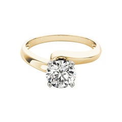 GIA Certified 1.51 Carat Round Solitaire Curved Band Diamond Ring