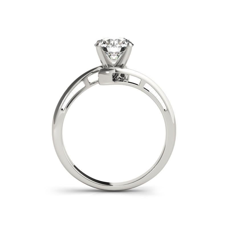 Anillo de diamantes con bypass curvado, redondo, solitario y certificado por GIA de 1,51 quilates Corte redondo en venta