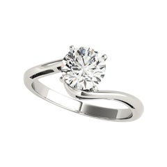 Bague à diamant certifié GIA de 1,51 carat solitaire rond à contournement incurvé