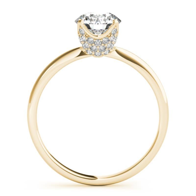 Taille ronde Bague en diamant certifié GIA de 1.51 carat solitaire rond Tulip Pave en vente