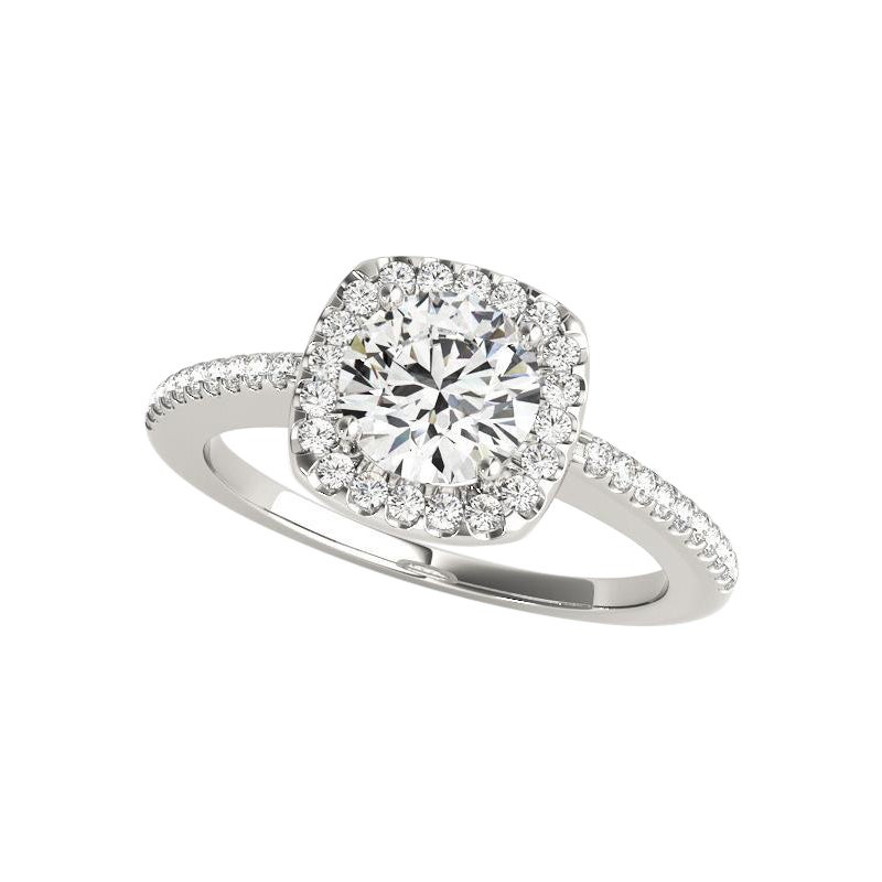 GIA Certificato 1,51 Carati Tondo Quadrato Halo Pave  Anello con diamante in vendita