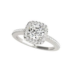 GIA Certified 1.51 Carat Round Square Halo Pave  Diamond Ring