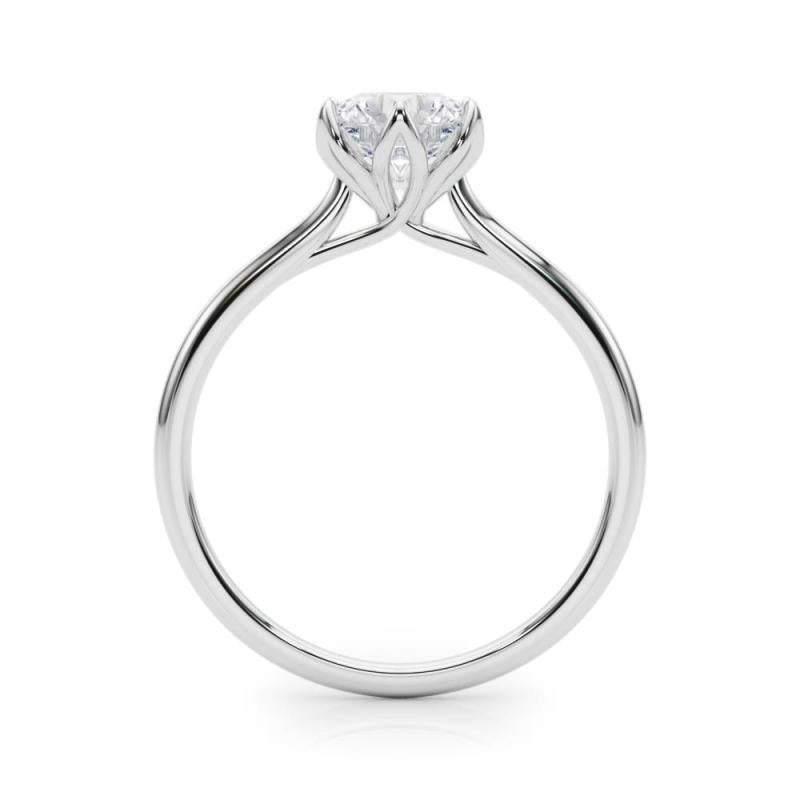 GIA Certified 1.51 Carat Round Vintage Prong Set Tulip Diamond Ring Neuf - En vente à New York, NY