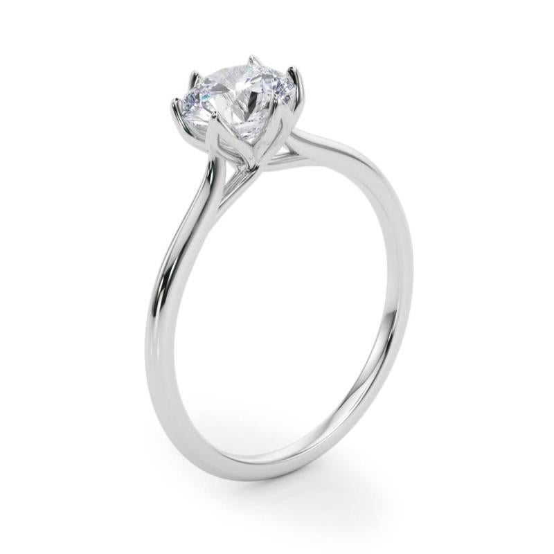 GIA Certified 1.51 Carat Round Vintage Prong Set Tulip Diamond Ring Pour femmes en vente