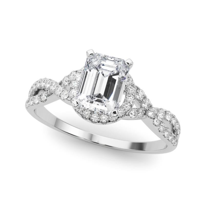 Taglio smeraldo GIA Certified 1,51 Carat Solitaire Emerald Halo Infinity Diamond Ring in vendita