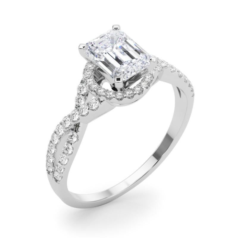 Donna GIA Certified 1,51 Carat Solitaire Emerald Halo Infinity Diamond Ring in vendita