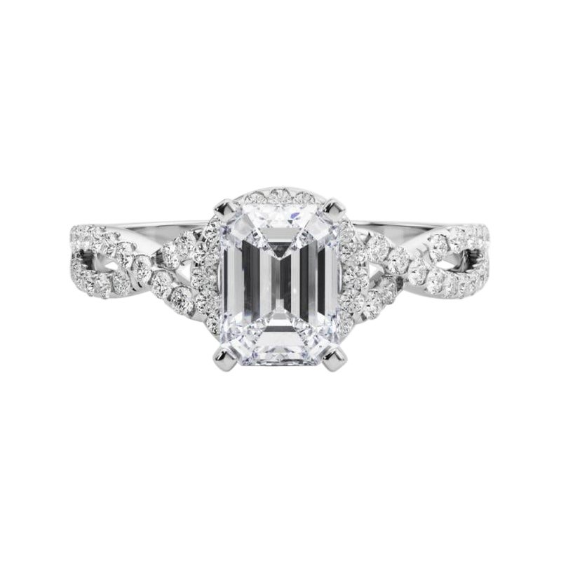GIA Certified 1,51 Carat Solitaire Emerald Halo Infinity Diamond Ring