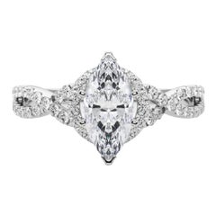 GIA Certified 1.51 Carat Solitaire Marquise Halo Infinity Diamond Ring