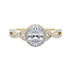 Anello con diamante solitario ovale a raggiera Infinity da 1.51 carati certificato GIA