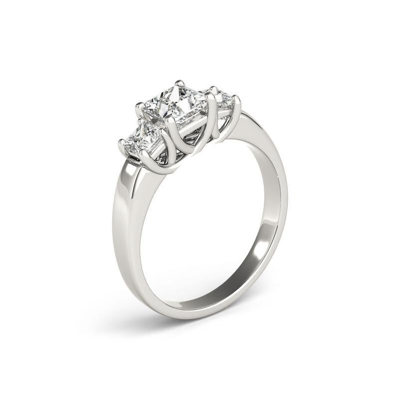 GIA-zertifizierter 1,51-Karat-Dreistein-Prinzessinnen-Diamantring aus 18 Karat Weißgold Damen im Angebot