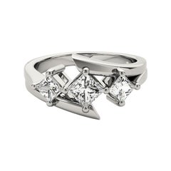 GIA Certified 1.51 Carat Three-Stone Princess Bypass Diamond Ring