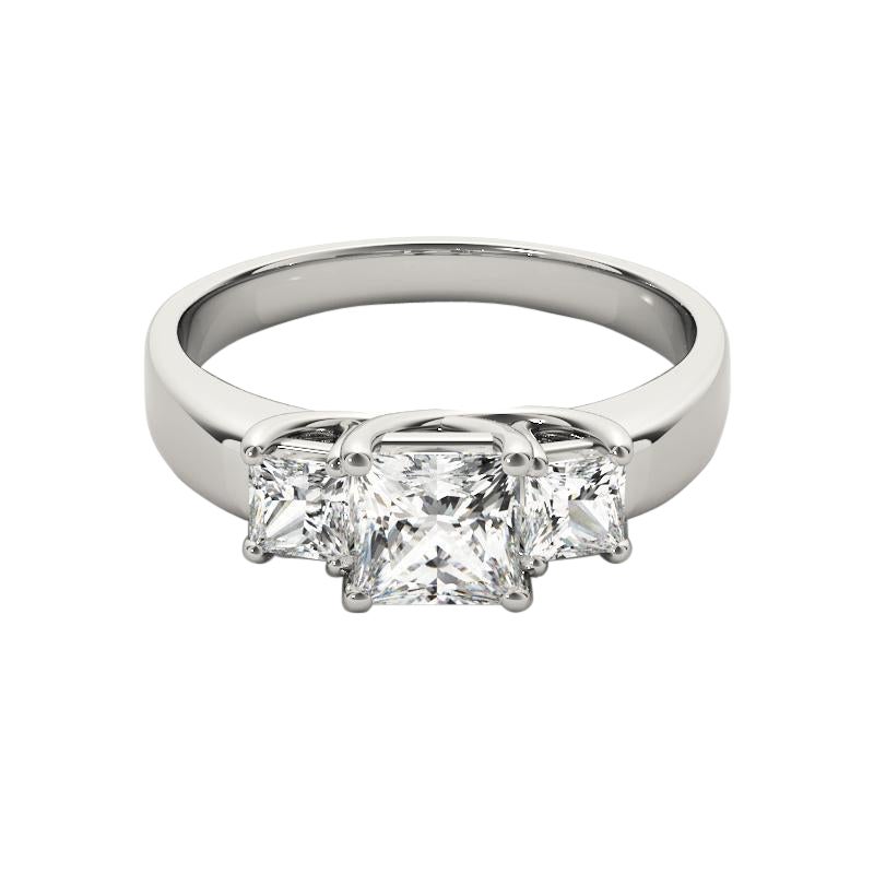 GIA Certificato 1.51 Carati Principessa a Tre Pietre  Anello con diamante