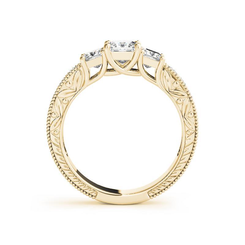 Taglio princess Anello con diamante a tre pietre Princess a basso profilo certificato GIA da 1,51 carati in vendita