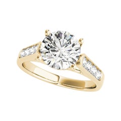GIA Certified 1.51 Carati Trellis Round Halo Cathedral Diamond Ring