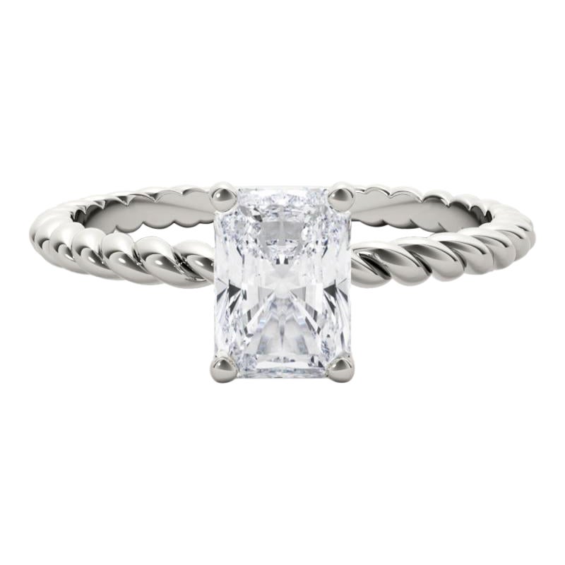 GIA Certified 1.51 Carat Twisted Band Radiant Solitaire Diamond Ring