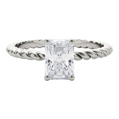 GIA Certified 1.51 Carat Twisted Band Radiant Solitaire Diamond Ring