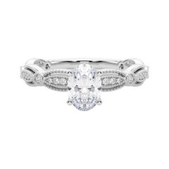 Anello di diamanti in platino con fascia ovale a grana fine da 1.51 carati con certificazione GIA