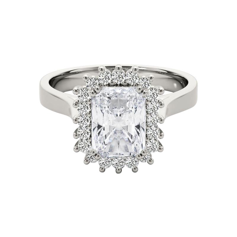 GIA Certified 1.51 Carat Vintage Radiant Halo Cluster Platinum Diamond Ring