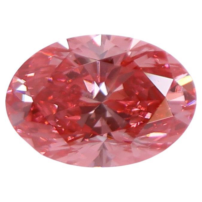 GIA Certified 1.51 Carat Vivid Earth Mined Pink Diamond Brilliant Oval Cut 8x6mm For Sale
