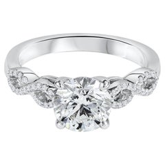 Anillo de compromiso de oro blanco con diamante redondo talla brillante de 1,51 quilates certificado por el GIA
