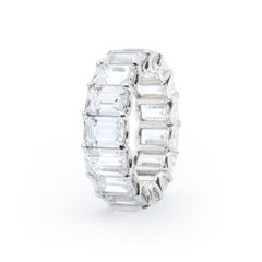 GIA Certified 15.10 Carat Emerald Cut Diamond Eternity Band Wedding Ring