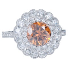GIA Certified, 1.51ct Brilliant Cut, Fancy Deep Brownish Orangy Yellow Ring 18kt