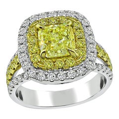 Anello di fidanzamento in oro 18k con diamante giallo Fancy da 1,51 carati certificato GIA
